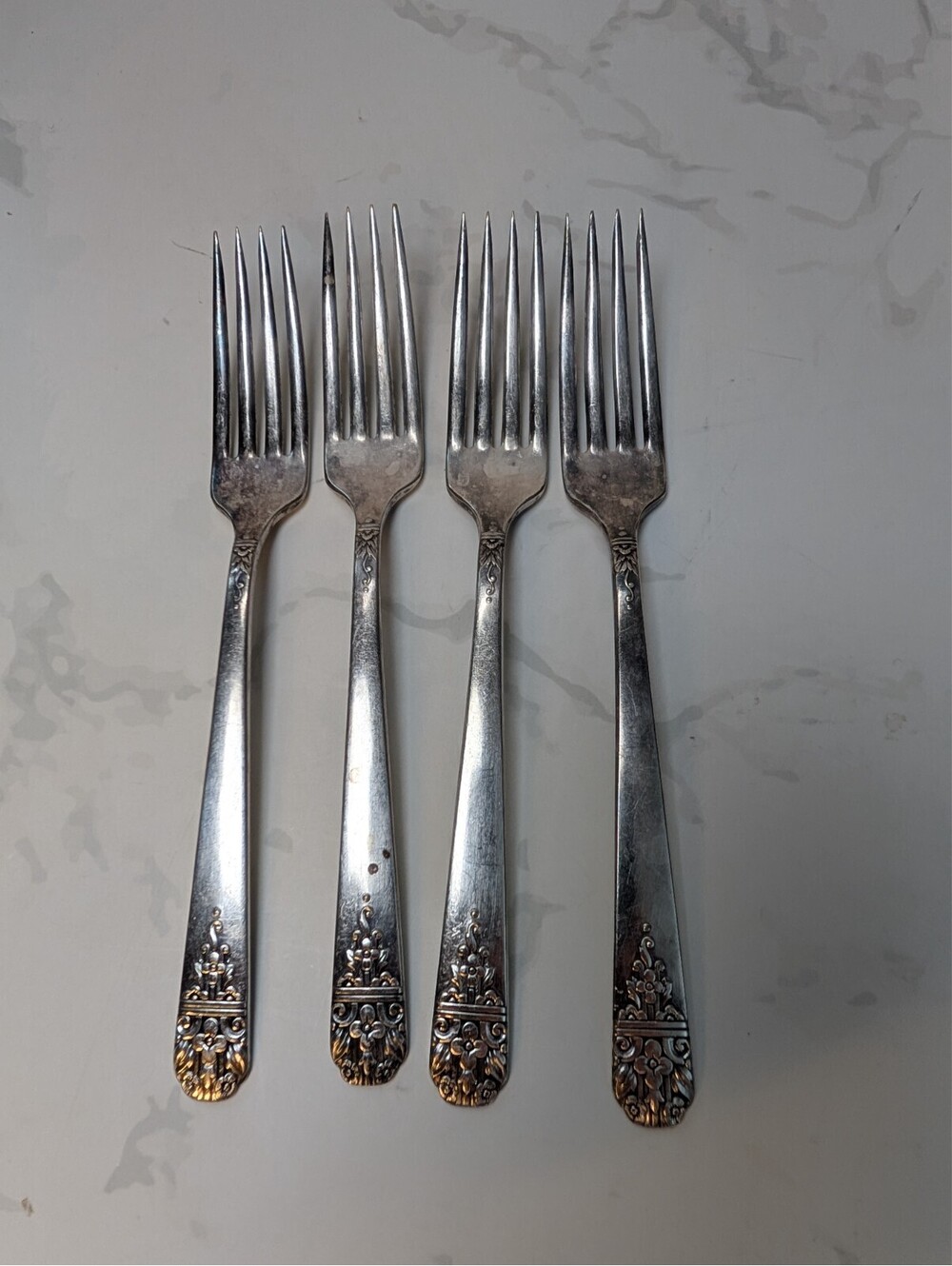 Wm A Rogers Margate 1938 Silverplate Dinner Forks 7 1/2" Set of 4 Oneida